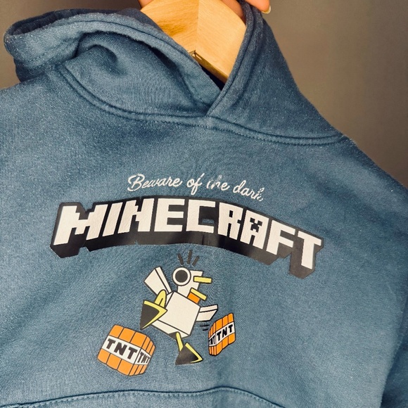Kids Minecraft Hoodie – Size 5–6 – Blue TNT Sweatshirt - Picture 4 of 8